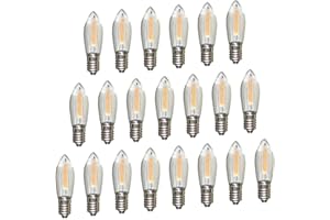 ERZGEBIRGSLICHT GLÜCK AUF Erzgebirgslicht - AUSWAHL - 21 Stück LED Filament Topkerze 34 V 0,2 W für 7 Brennstellen E10 Riffelkerze Ersatzbirne Glühbirne Glühlämpchen für Lichterketten Pyramide Schwibbogen