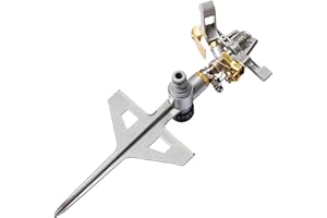 Cellfast Profesjonalny zraszacz pulsacyjny LUX IDEAL, Metalowy, stopniowa regulacja zraszania, UNI FIT, Wysoka jakość, Wytrzymała szpilka, powierzchnia zraszania do 530 m², Rozmiar gwintu: G3/4"