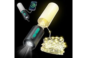 TESELIFE LED Campinglampe, Außen Aufladbar Batteriebetrieben Camping Laterne mit 10M LED Lichterkette, 7 Helligkeit Dimmbar, Eingebaute 4000mAh Akku für Strom ausfällen, Wandern Outdoor, Notfall, Ausfälle