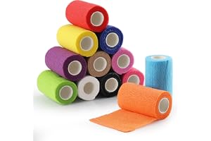 Foydream 12 rullar självhäftande bandage 10 cm x 4,5 m självhäftande förband för första hjälpen självhäftande bandage för spo