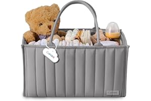 Coreint Nappy Caddy -Baby Diaper Bag -Nappy Caddy Organiser, Stylish Storage Basket for Newborn Essentials and Diaper Station, Gift for Baby Shower- Light Gray