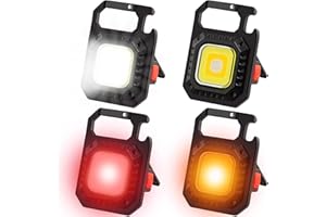 PKKP 4 mini luci da lavoro a LED, 500 lumen, torcia portatile, portachiavi con 7 modalità di luce, luci di ispezione ricaricabili USB, con apribottiglie per emergenza/riparazione/campeggio
