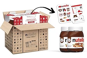 Bi-pack Nutella 750g con Sticker Nutella, Crema Spalmabile alle Nocciole e Cacao, Senza Glutine, Conservanti e Grassi Idrogenati, Formato Scorta per Famiglia, Ideale a Colazione, Idea Regalo