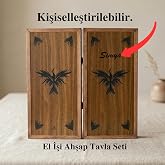 Simya Fig&uuml;r Premium Anka Kuşu Şimşir Ahşap Pullu Ceviz Kaplama Tavla | Ahşap Ceviz Kaplama Tavla