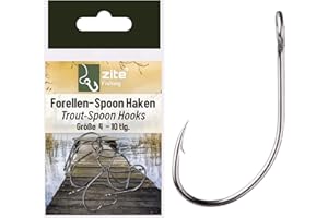 ‎ZITE Zite Fishing Forellen Spoon-Haken Verschiedene Größen - 10 STK Scharfe Einzelhaken Trout Spoons & Wobbler Angeln - Forellenhaken Set Ultra Light Spinnfischen