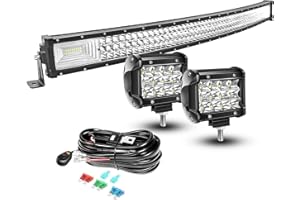 AUXTINGS Barra LED Curva 106 cm 540W 3 Filas + Luces de Trabajo 10 cm Con Cableado 12V - Haz Spot y Flood Para Tractor, Coche, Camión, Barco, 4x4, ATV, IP67