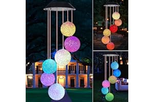 ‎JIAUFU JIAUFU Kastanien Ball（XXL） Solar Windspiele für Draußen, Farbwechsel LED Windspiel Glockenspiele Muttertagsgeschenk, Rasengarten Dekor, Windspiel für Garten, Hof, Terrasse und Heimdekoration