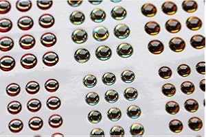 Tigofly 4 Größen, 2 Karten, 366 Stück, 3D-Fischaugen, realistische holografische DIY-Fliegenfischköder, Herstellung künstlicher Augen, Bindematerialien (Farbe 1)