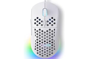Dierya × TMKB M1SE Ratón Gaming Blanco,12800 dpi Gaming Mouse, 6 Botones programables Raton Blanco, RGB Personalizable Ratón 