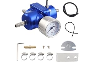 CarBole Regolatore di Pressione del Carburante Regolabile Universale con manometro 0-140PSI e Tubo (Blu)