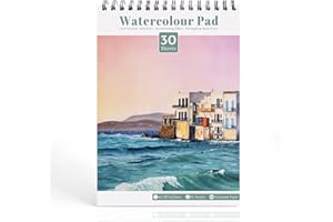 Kacunoki Aquarellpapier A4 30 Blatt Weiß Aquarellblock für Wasserfarben Säurefreis Zeichenblock Papier für Aquarellfarben Professionelles Malblock Aquarell Zeichnung Handlettering für Künstler Kinder