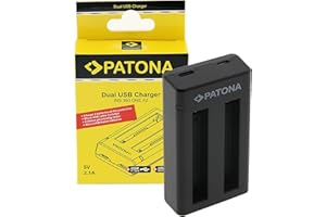 PATONA Cargador Doble Micro USB/USB-C Input (5V / 2,1A) para IS360X2B Bateria Compatible con Insta360 One X2 Insta 360 Action CAM