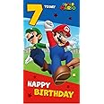 Danilo Promotions LTD Super Mario 7th Birthday Card, Childrens Birthday Card For 7th Birthday Celebration, Super Mario Card For Kids, Officially Licensed Birthday Card,Multi,9 x 5