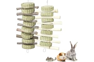 Fulfun Bunny Chew Toys for Teeth, Molar Rabbit Toys Natural Apple Sticks for Rabbits, Chinchillas, Guinea Pigs, Hamsters Chewing Playing Improve Dental Health