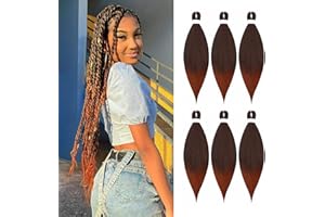 BLTYXT Pre stretched Braiding Hair 26'' Easy Braid 6 Packs Professional Itch Free Synthetic Fiber EZ Braids Yaki Texture Knotless Braiding Hair Extensions(T1B-350#)