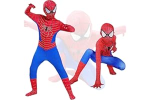 POWMAG Spiderman Kostüm Kinder, Spider Anzug Kinder Bodysuit, Superhelden Spider Man Kinderkostüm, 3D Anime Spidey Costume für Christmas Karneval Party, 3-15 Jahre Faschingskostüme Kinder