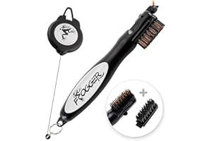 Frogger Golf BrushPro Einziehbare Doppel-Bristle Schlägerbürste/Rillenreiniger
