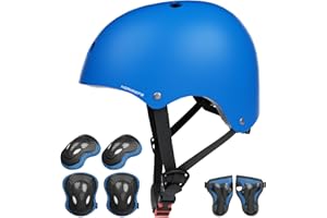 KORIMEFA Casco Bici Protezioni Set per Bambini Ginocchiere Gomitiere e Protezione Polso per Bambini da 3-13 Anni, Casco per Hoverboard, Pattini in Linea, BMX e Bicicletta