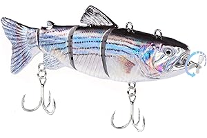 HADORAM Robotic Swimming Electric Fishing Lures 5.12" USB Rechargeable LED Light Wobbler 4 Segment Multi Jointed Swimbaits Hard Lures Fishing Tackle