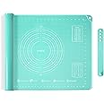 U-Taste Liquid Silicone Pastry Mat: 50x70cm Extra Large Food Grade Kneading Dough Rolling Mat Non Stick Fondant Mat Baking Sheet with Measurement for Making Pizza, Fondant, Pie Crust (Aqua Sky)