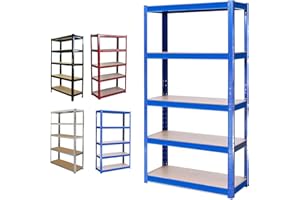 AUTOFU 5 Stöckiges Schwerlastregal Regal, Lagerregal Garagenregal, Metallregal Blau - 180cm x 90cm x 40cm