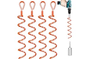 Kamfwert Lot de 4 ancrages au Sol avec Adaptateur, ancrage au Sol pour Trampoline, kit d'ancrage en Spirale pour tentes, auvents, bâches, Trampolines, balançoires