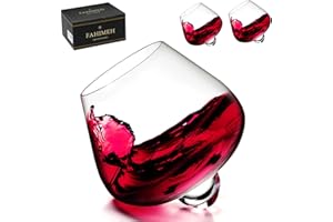 FAHIMEH Vasos de Whisky, Ron, Coñac, vino, cristal giratorio, sin vástago, degustación, cristal inclinado, licor brandy, cócteles, vaso Grappa personalizado regalo juego de 2 unidades de 200 ml