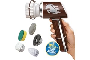 ‎MEDIASHOP Horsepower Scrubber - Elektrische Reinigungsbürste kabellos 2000 mAh - Putzbürste elektrisch zum Putzen von Bad, Küche & Auto, Fugenreiniger - 5 Bürstenaufsätzen, für Bad, Haushalt, Auto & Garten