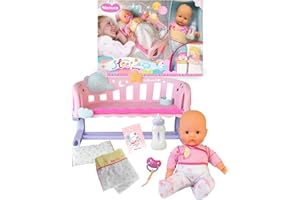 Nenuco - Duerme Conmigo, Cuna 3 en 1 con Muñeco de 35 cm y Cuerpo Blando, Incluye Chupete, Biberón, Mantita y Estrella con Luz y Sonidos, Se Adapta a Cualquier Cama, +2 años, Famosa (NFND1000)