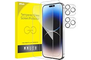 JETech Pełny Pokrycie Ochraniacz Ekranu dla iPhone 14 Pro Max 6,7 Cala z Obiektyw Aparatu Ekranu, Szkło Hartowane Film Folia, HD Przezroczyste, 2 Sztuki Każdy