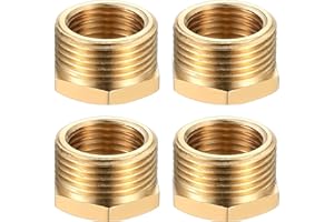 BIEMIAN 4 STK Reduzierung 3/4 auf 1/2, Messing Reduzierstück 3/4 auf 1/2 Zoll, Reduziernippel Gewindefitting 3/4 Zoll Aussengewinde × 1/2 Zoll Innengewinde, AG/IG Reduzierung