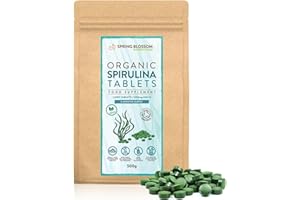 SPRING BLOSSOM 500G Organic SPIRULINA Tablets [1000 x 500mg] Natural Dietary Food Supplement, Premium Quality, Non-GMO Vegan Detox Superfood Rich in Protein, Vitamins, Amino Acids, Iron - Soil Association Certified