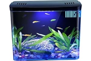 DORCCSI 1.3 Gallon Small Fish Tank With 3 Layer Filter & LED Light, Self Cleaning Desktop Aquarium for Betta Fish, Shrimp, Goldfish - Clear Black Home Decor