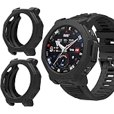 GIOPUEY Case Compatible with Amazfit T-Rex 3 Pro 48mm, [2 Pack] Soft TPU Silicone Case Cover Protective Cases &ndash; Black