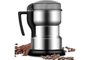 Moongiantgo Macinacaffe Elettrico 400W 35000rpm, Macina Cereali, Caffè e Spezie in Acciaio Inox, Design di Sicurezza APERTO-COPERCHIO-STOP, Ideale per Materiali Secchi, Cereali, Spezie, Erbe, Caffè