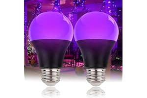 LIAISIMI UV Schwarzlicht Glühbirne, E27 UV Birne 10W Black Light Bulb, 385-400 nm UVA Level Schwarzlichtlampe, UV Beleuchtung für Party, Keller, Disco, Club (2 Stück-Schwarz)