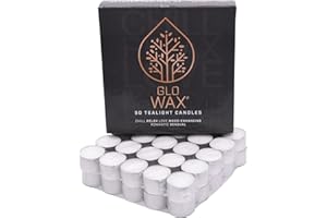 Tea Lights Candles 8 Hour Burn 100 Pack White Unscented T Lights Quality Long Lasting for Home Décor 3.7 x 2.4cm Glo-Wax