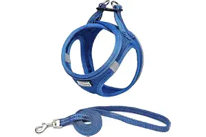 Suredoo Arnés Perro Pequeños Arnés Antitirones Reflectante Cómodo Transpirable Arneses Chaleco para Cachorros, Perros Pequeños y Gatos (XXS, Azul Oscuro)