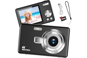 TAICHAEU Fotocamera digitale 1080P FHD, 44MP con schermo LCD da 2.4", zoom digitale 16x, fotocamera digitale per vlogging fotocamera digitale portatile con scheda SD da 32 GB per bambini (Grigio scuro)