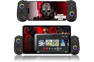 arVin Controlador de juegos móvil para iPad/tableta [dentro de 5-10 pulgadas] Gamepad inalámbrico para iPhone/Android/PC/Switch/PS4, con joystick RGB de efecto Hall/Turbo/Gyro de 6
