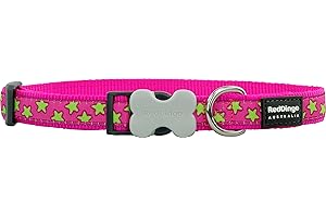 RED DINGO Collier Réglable pour Chien Rose Etoiles Vert 40-60 cm 25 mm