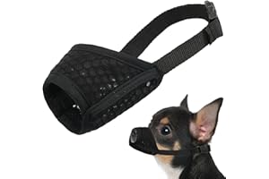MAYERZON Museruola per cani, in rete traspirante, per cani da XXS a XXL, Chihuahua, Beagle e Golden Retriever, museruola regolabile per mordere e masticare, permette ansimare e bere (nero, XXS)