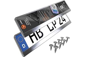 L & P CAR DESIGN Inter-Sale - Uchwyt tablicy rejestracyjnej - 2 szt. - trwały i bezpieczny - 8 śrub - chrom czesany - 520x110 mm - Ramka do tablic rejestracyjnych - pasuje do każdego samochodu - dla polskich tablic
