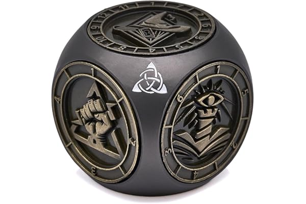 HNCCESG Dé Rotatif DND 7 en 1 en Métal, Dé 6 Faces pour Jeu de Rôle Donjon et Dragon, D4 D6 D8 D10 D12 D20 D00, Dé Spinner RPG avec Coffret Cadeau (Noir Bronze Mat)