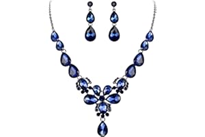 EVER FAITH Parure Gioielli Matrimonio Gioielli Cristallo Fiore lacrima Pendente Collana Orecchini Pendenti Set