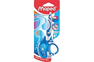 Maped - Tijeras Escolares - Zenoa Fit 13 cm - Material Blando en el Interior de las Anillas - Sistema Amortiguador - Disponible en 3 Diseños Diferentes