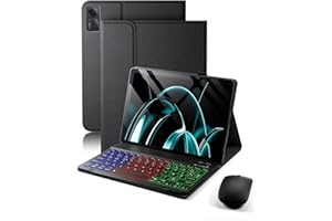 MICROTUNK Clavier Souris Coque Pour Xiaomi Redmi Pad SE (2023)/Xiaomi Redmi Pad 2 (2025) 11 Pouces Étui Avec Bluetooth sans fil Français (AZERTY) Rétroéclairé Clavier Protection Backlight Keyboard Case