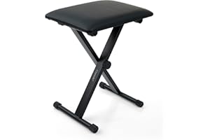 Denny International Double Braced X Frame Music Piano Stool Keyboard Bench Chair with Adjustable Height Easy Folding for Storage by Crystals® (Keyboard Chair)