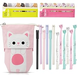 Kit Scolaire Enfant Thème Chat - Trousse, Stylos, Autocollants Pour Filles, Cadeau Créatif