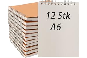 ZEONHEI Notatnik w formie spirali A6, 12 sztuk, 15 x 11 cm, puste spirale, szkicownik spiralny, szkicownik do pami?tnika, 60 arkuszy / 120 stron [Unknown Binding]